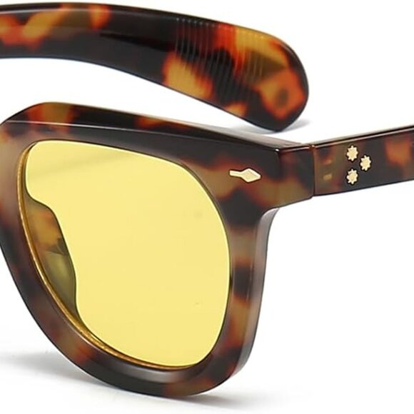 Square Sunglasses Unisex Thick Frame Vintage Retro UV400 Protection Shades - Picture 1 of 7
